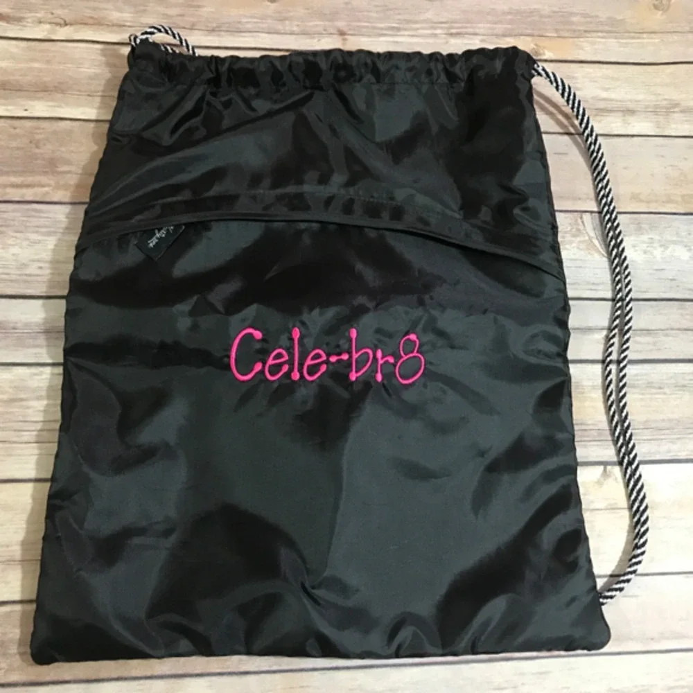 Thirty-One Girls Drawstring Backpack 8th Birthday Black Cinch‎ Bag Cele-br8